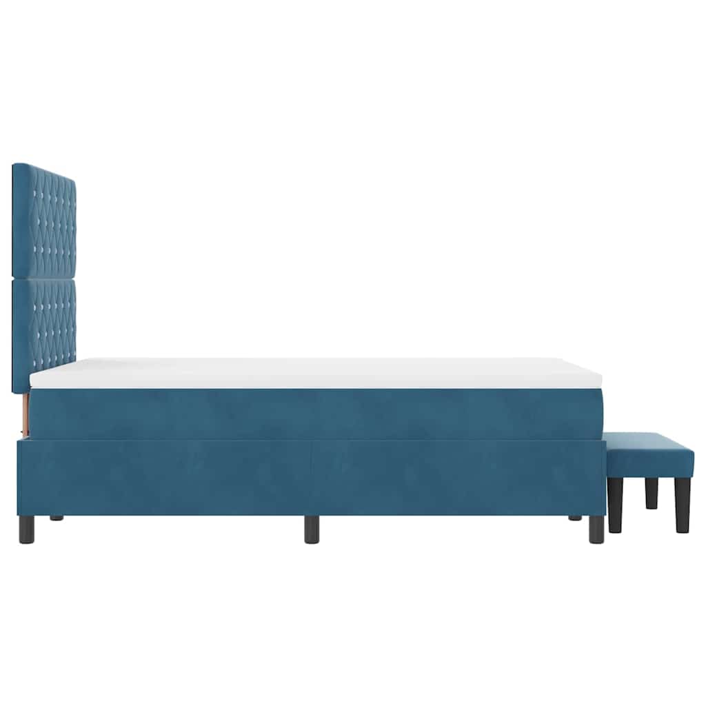 Box Spring Seng Med Madras Mørkeblå 120 X 200 Cm Fløjl - Billede 10