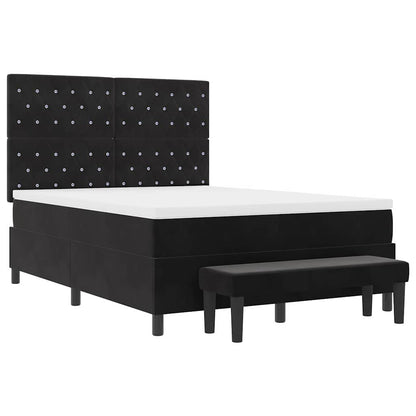 Box Spring Seng Med Madras Sort 140 X 190 Cm Fløjl - Billede 8