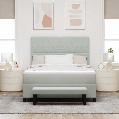 Box Spring Seng Med Madras Lysegrå 160 X 200 Cm Fløjl - Billede 5
