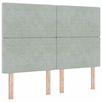 Box Spring Seng Med Madras Lysegrå 160 X 200 Cm Fløjl - Billede 7
