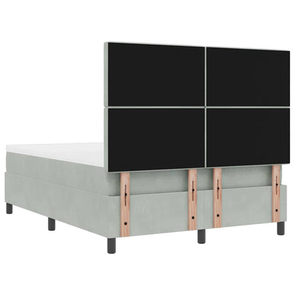 Box Spring Seng Med Madras Lysegrå 160 X 200 Cm Fløjl - Billede 11