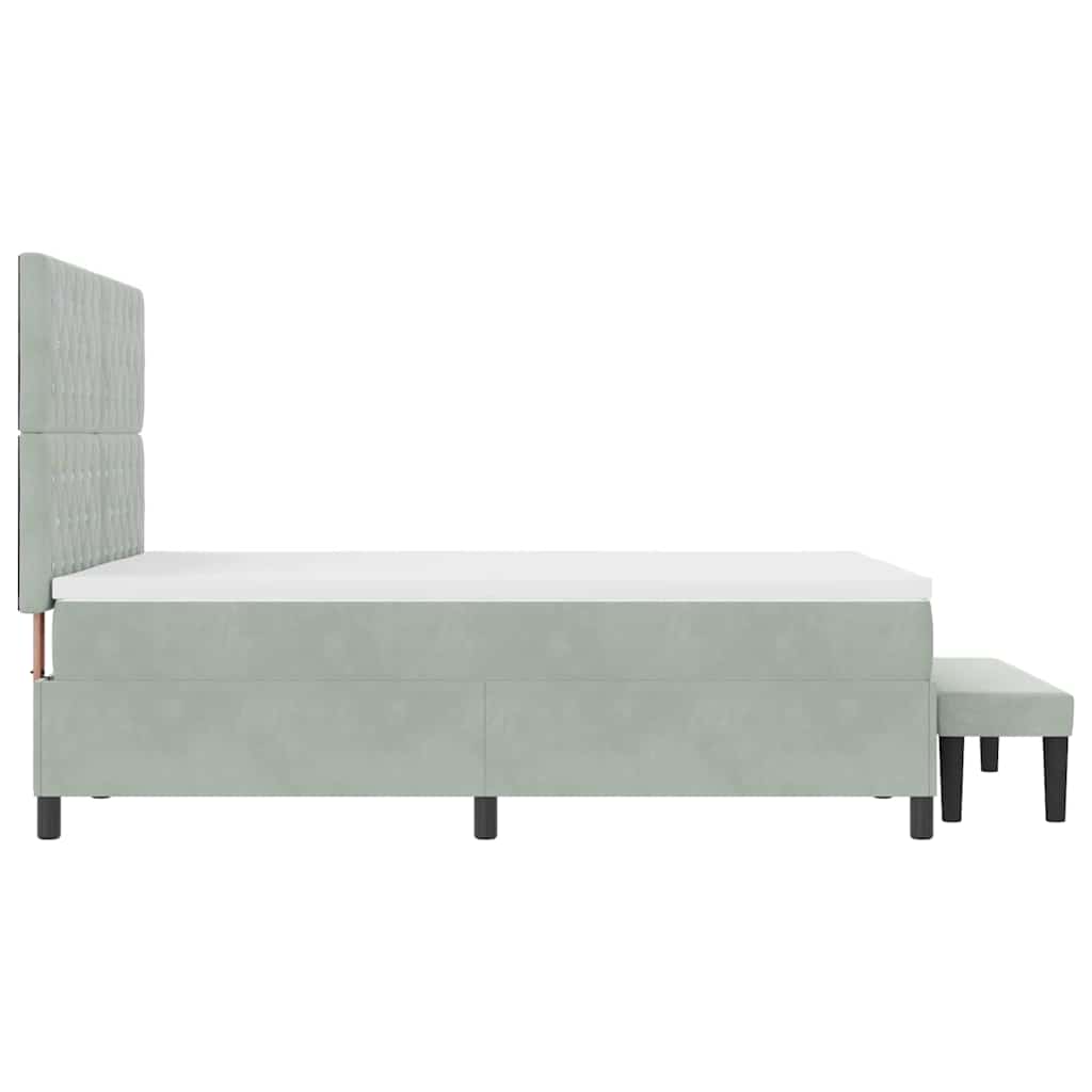 Box Spring Seng Med Madras Lysegrå 160 X 200 Cm Fløjl - Billede 10