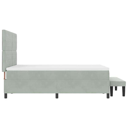 Box Spring Seng Med Madras Lysegrå 160 X 200 Cm Fløjl - Billede 10