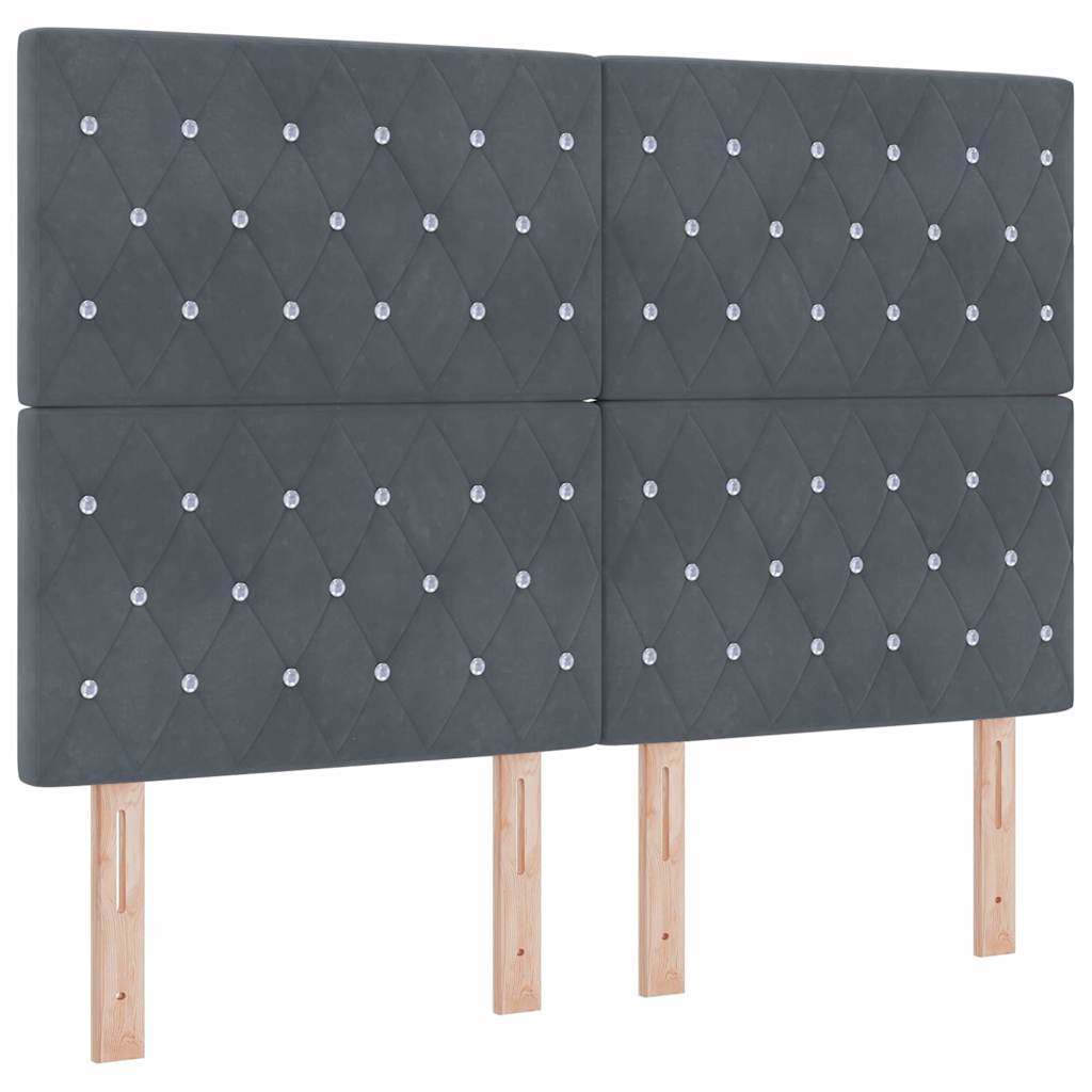 Box Spring Seng Med Madras Mørkegrå 160 X 200 Cm Fløjl - Billede 7