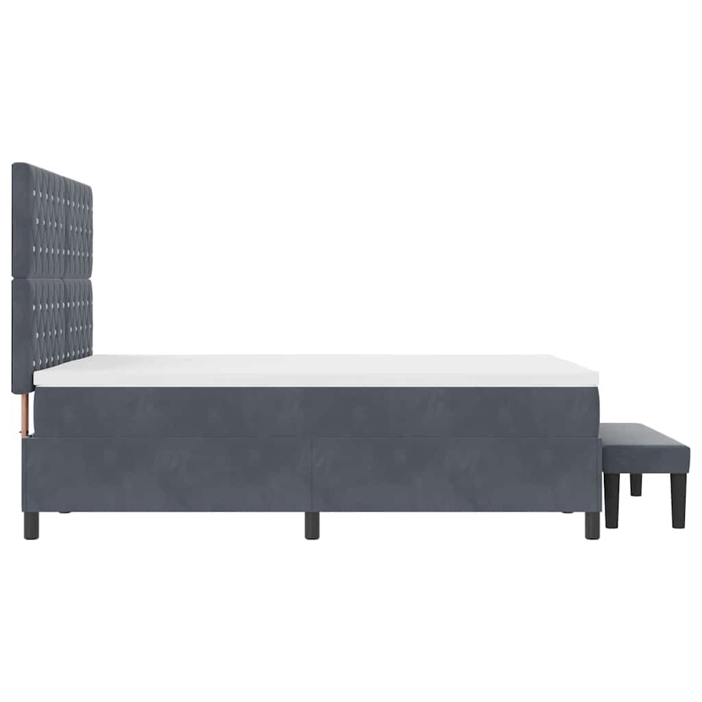 Box Spring Seng Med Madras Mørkegrå 160 X 200 Cm Fløjl - Billede 10