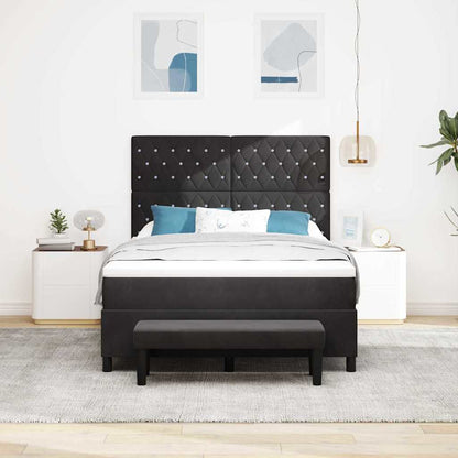Box Spring Seng Med Madras Sort 160 X 200 Cm Fløjl - Billede 5