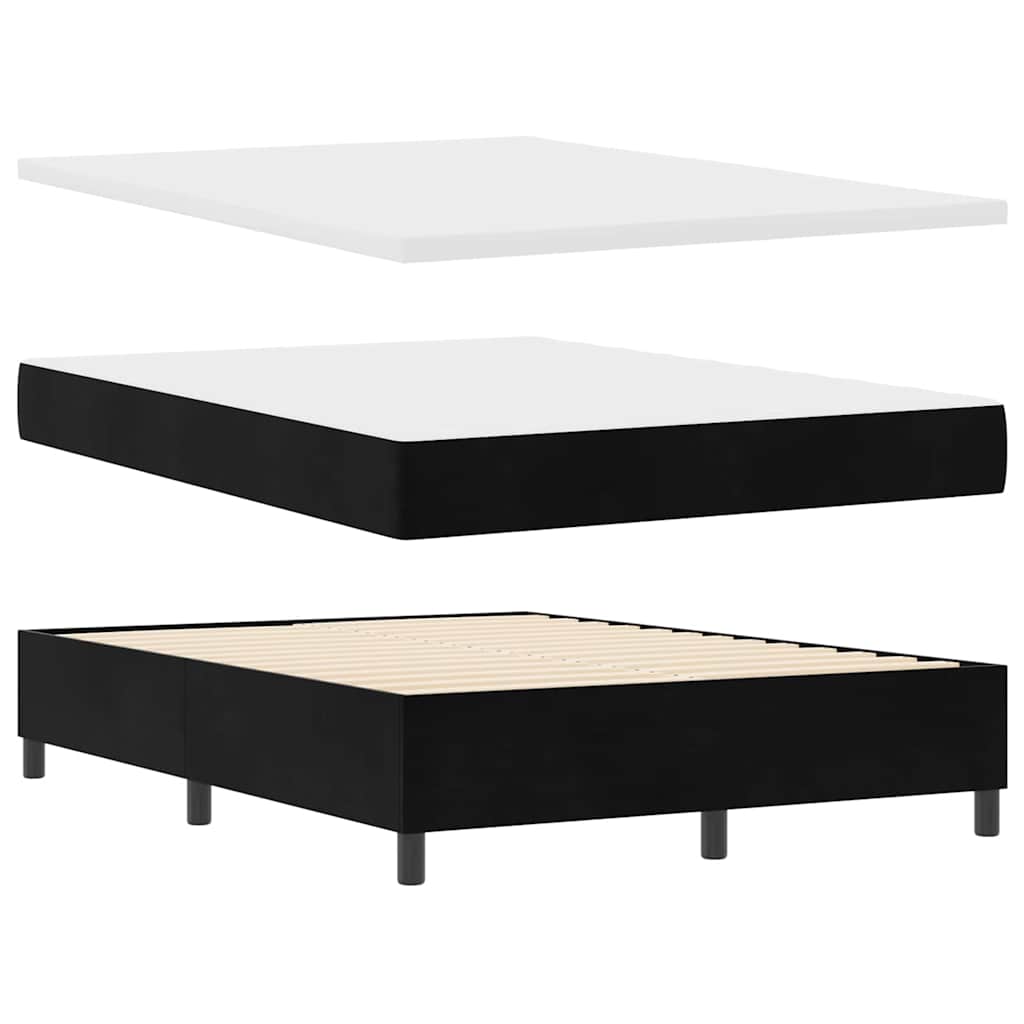 Box Spring Seng Med Madras Sort 160 X 200 Cm Fløjl - Billede 2