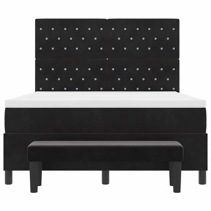 Box Spring Seng Med Madras Sort 160 X 200 Cm Fløjl - Billede 9