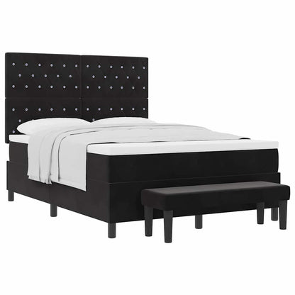 Box Spring Seng Med Madras Sort 160 X 200 Cm Fløjl - Billede 3