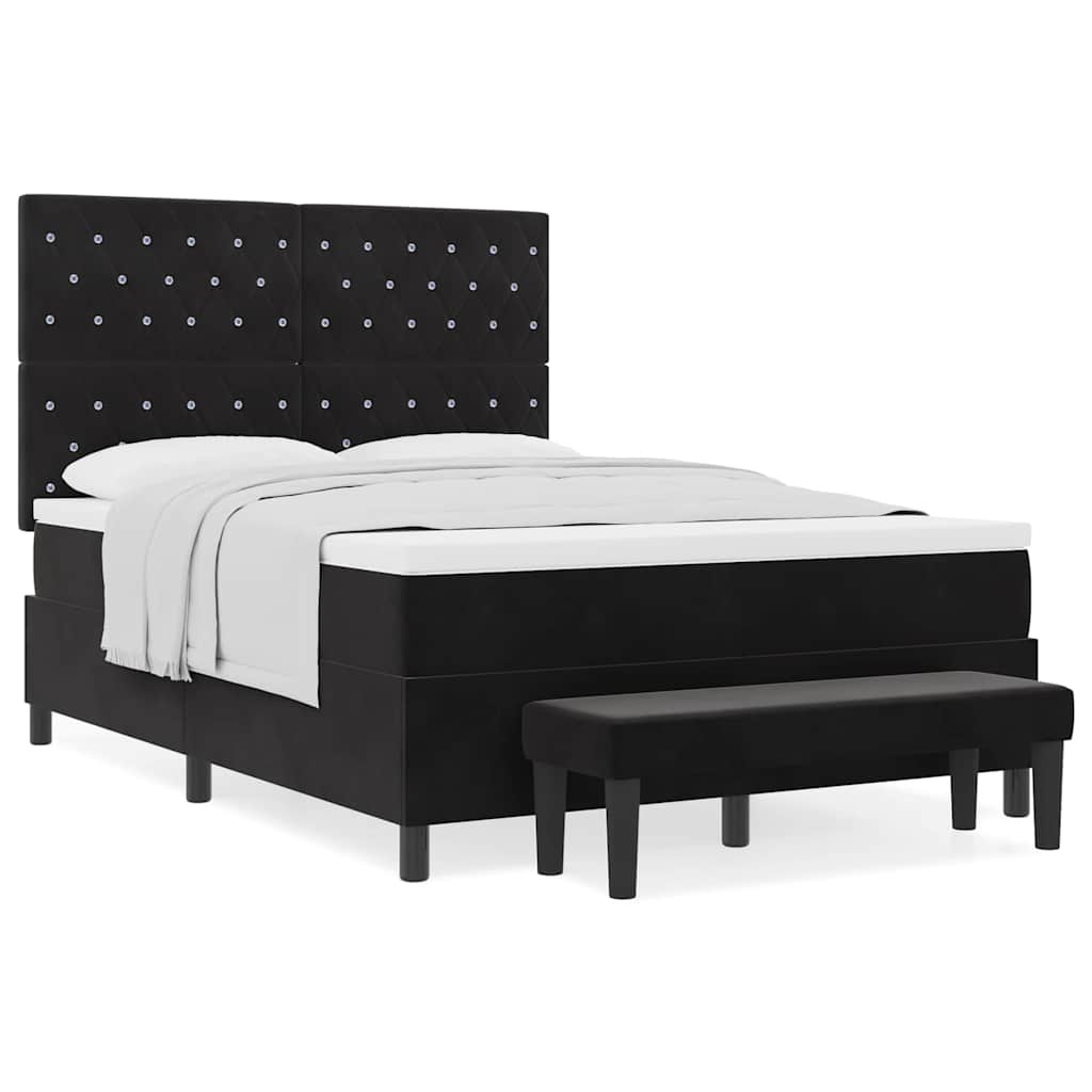 Box Spring Seng Med Madras Sort 160 X 200 Cm Fløjl - Billede 4