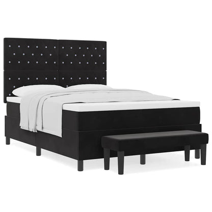 Box Spring Seng Med Madras Sort 160 X 200 Cm Fløjl - Billede 4