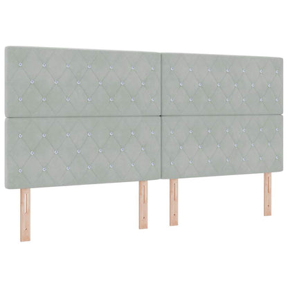 Box Spring Seng Med Madras Lysegrå 200 X 200 Cm Fløjl - Billede 7