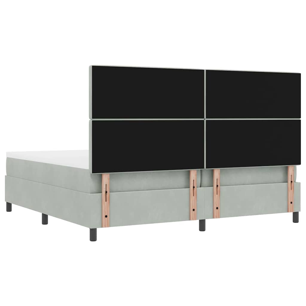 Box Spring Seng Med Madras Lysegrå 200 X 200 Cm Fløjl - Billede 11