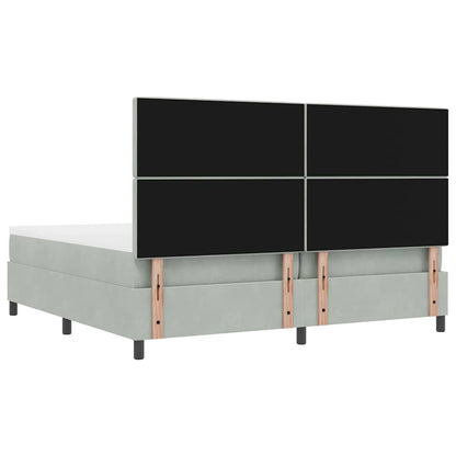 Box Spring Seng Med Madras Lysegrå 200 X 200 Cm Fløjl - Billede 11