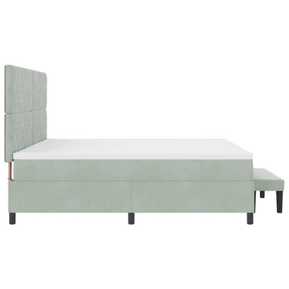 Box Spring Seng Med Madras Lysegrå 200 X 200 Cm Fløjl - Billede 10