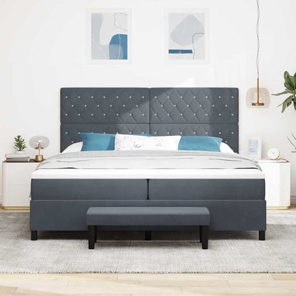 Box Spring Seng Med Madras Mørkegrå 200 X 200 Cm Fløjl - Billede 5