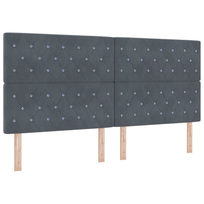 Box Spring Seng Med Madras Mørkegrå 200 X 200 Cm Fløjl - Billede 7