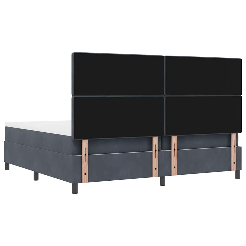 Box Spring Seng Med Madras Mørkegrå 200 X 200 Cm Fløjl - Billede 11