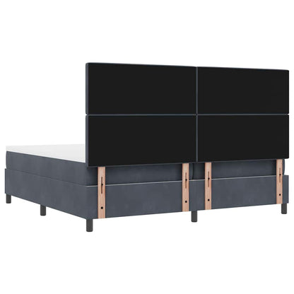 Box Spring Seng Med Madras Mørkegrå 200 X 200 Cm Fløjl - Billede 11