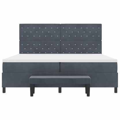 Box Spring Seng Med Madras Mørkegrå 200 X 200 Cm Fløjl - Billede 9