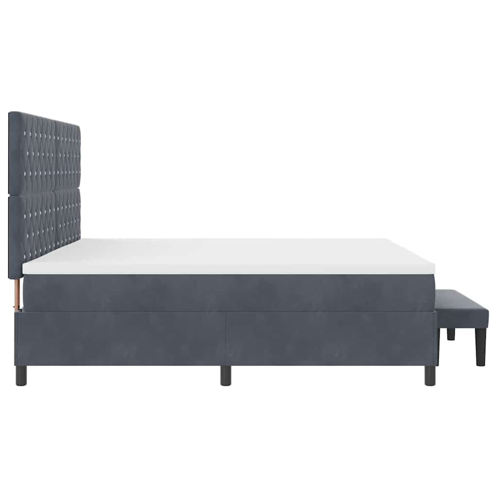 Box Spring Seng Med Madras Mørkegrå 200 X 200 Cm Fløjl - Billede 10