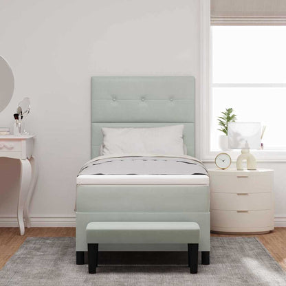 Box Spring Seng Med Madras Lysegrå 80 X 200 Cm Fløjl - Billede 5