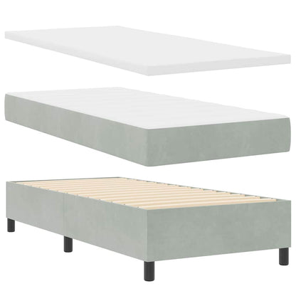 Box Spring Seng Med Madras Lysegrå 80 X 200 Cm Fløjl - Billede 2