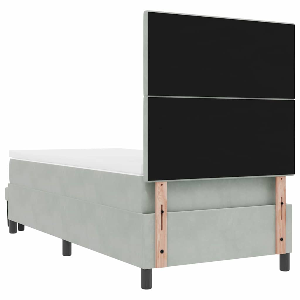 Box Spring Seng Med Madras Lysegrå 80 X 200 Cm Fløjl - Billede 11