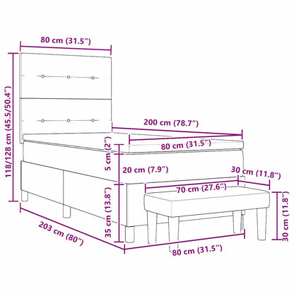 Box Spring Seng Med Madras Mørkegrå 80 X 200 Cm Fløjl - Billede 13
