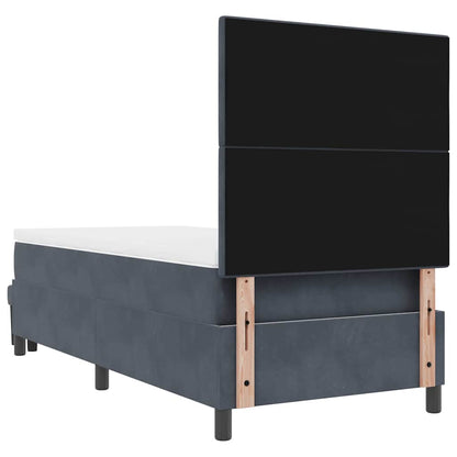 Box Spring Seng Med Madras Mørkegrå 100 X 200 Cm Fløjl - Billede 11