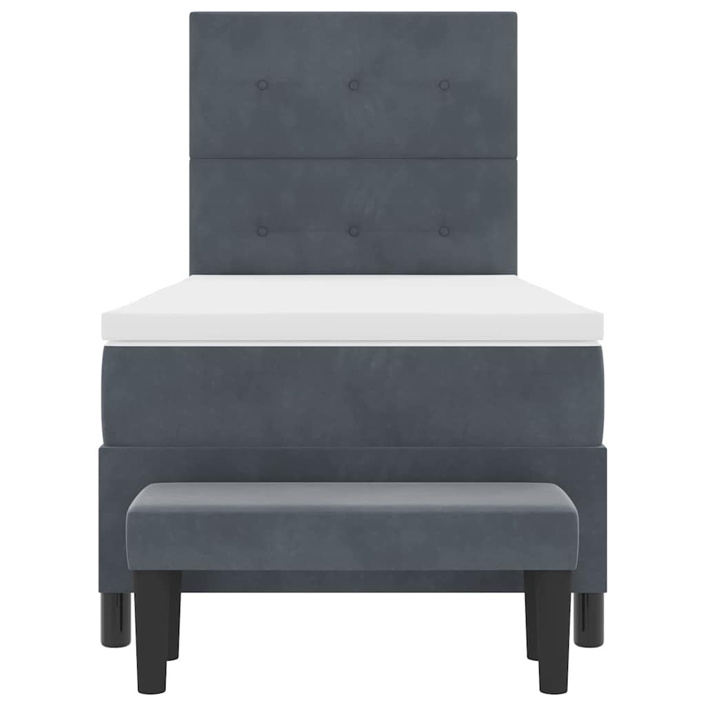 Box Spring Seng Med Madras Mørkegrå 100 X 200 Cm Fløjl - Billede 9