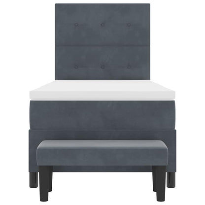 Box Spring Seng Med Madras Mørkegrå 100 X 200 Cm Fløjl - Billede 9