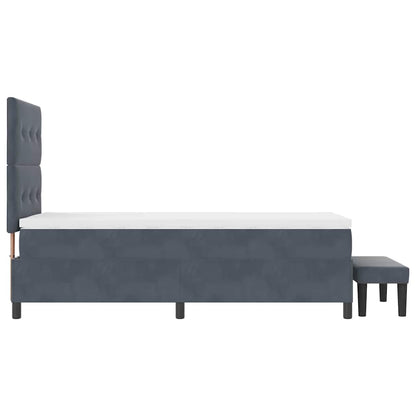 Box Spring Seng Med Madras Mørkegrå 100 X 200 Cm Fløjl - Billede 10