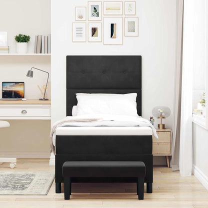 Box Spring Seng Med Madras Sort 100 X 200 Cm Fløjl - Billede 5