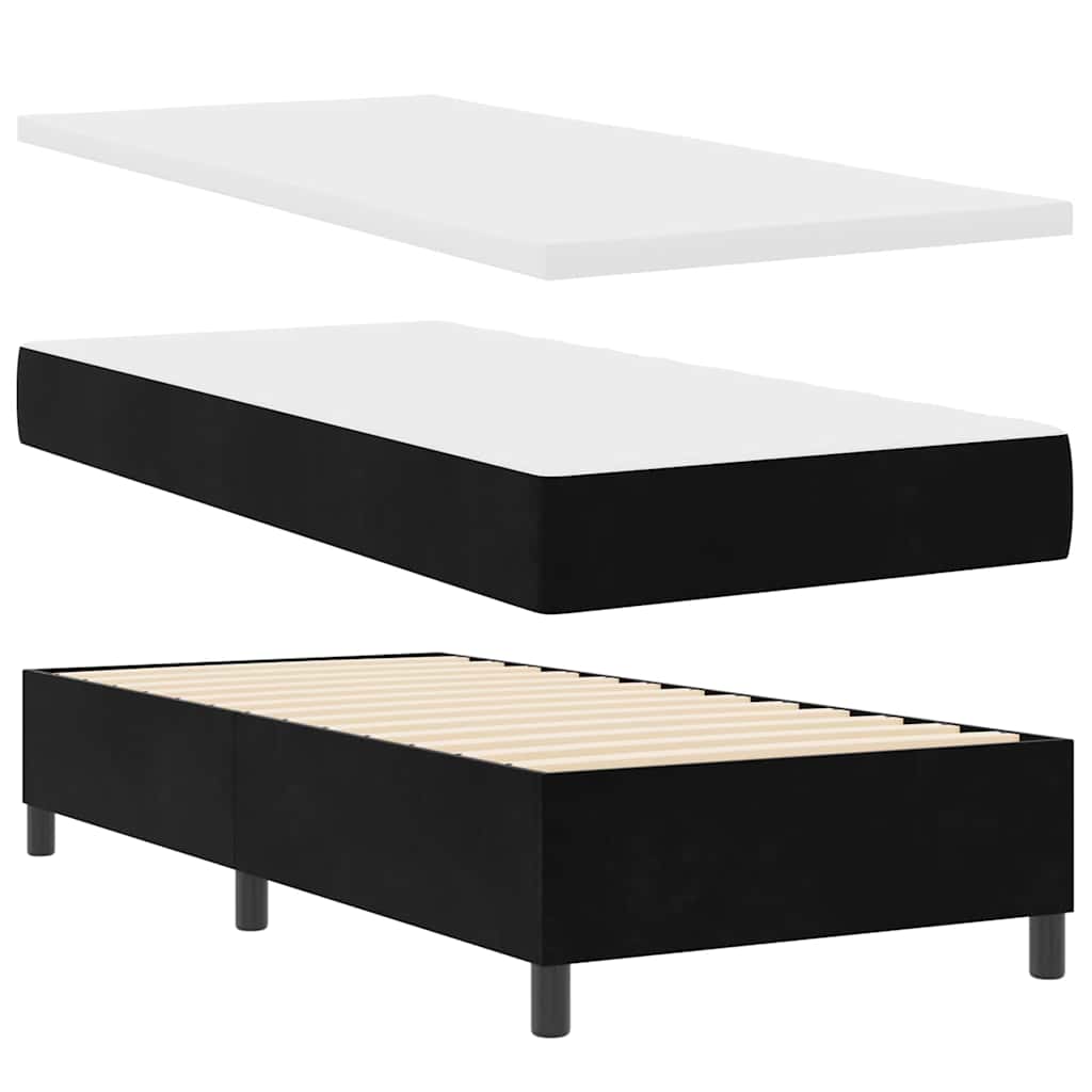 Box Spring Seng Med Madras Sort 100 X 200 Cm Fløjl - Billede 2
