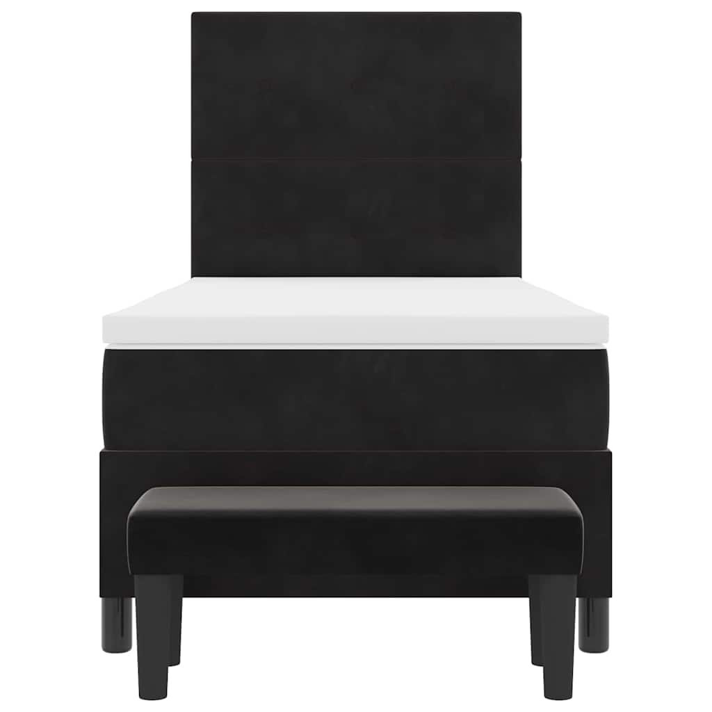 Box Spring Seng Med Madras Sort 100 X 200 Cm Fløjl - Billede 9