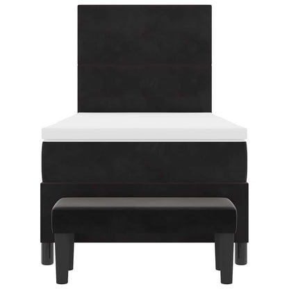 Box Spring Seng Med Madras Sort 100 X 200 Cm Fløjl - Billede 9