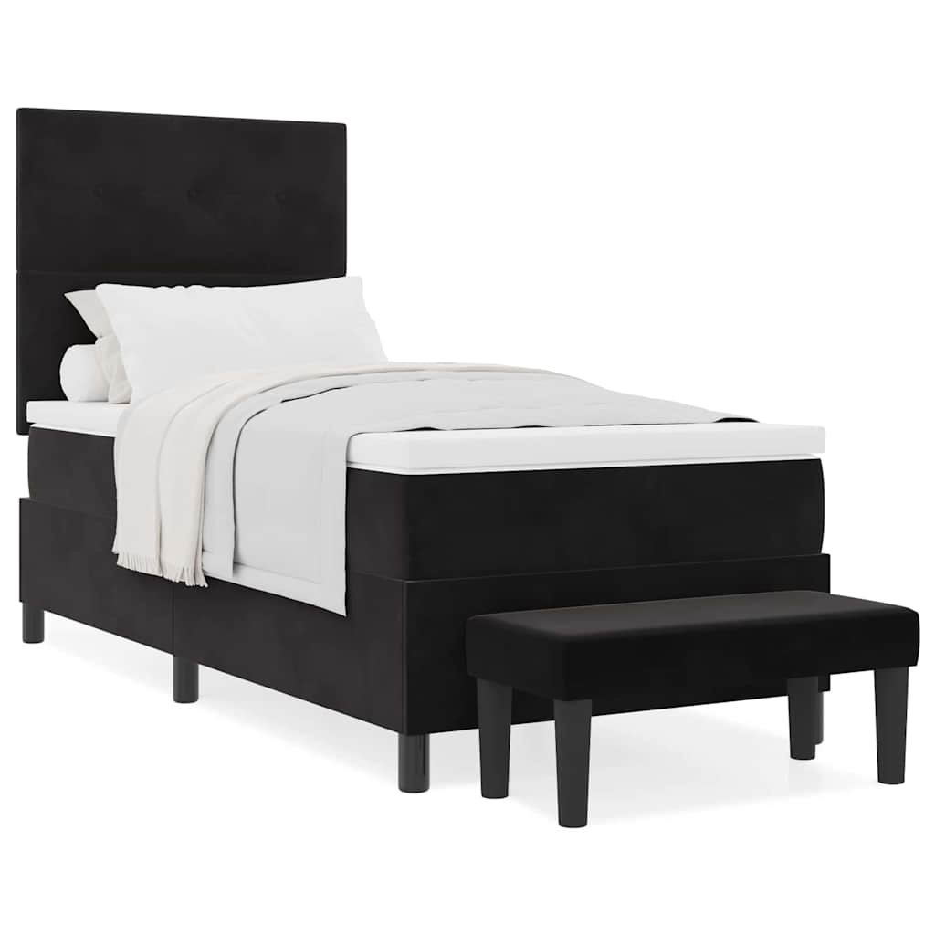 Box Spring Seng Med Madras Sort 100 X 200 Cm Fløjl - Billede 4