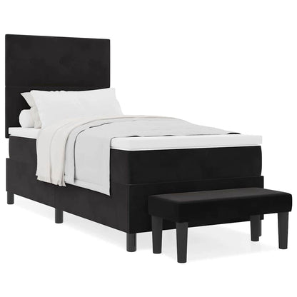 Box Spring Seng Med Madras Sort 100 X 200 Cm Fløjl - Billede 4
