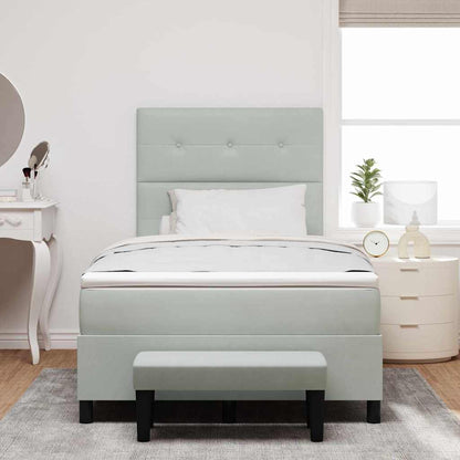 Box Spring Seng Med Madras Lysegrå 120 X 190 Cm Fløjl - Billede 5