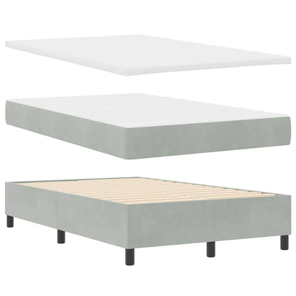 Box Spring Seng Med Madras Lysegrå 120 X 190 Cm Fløjl - Billede 2