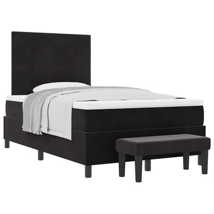 Box Spring Seng Med Madras Sort 120 X 190 Cm Fløjl - Billede 3