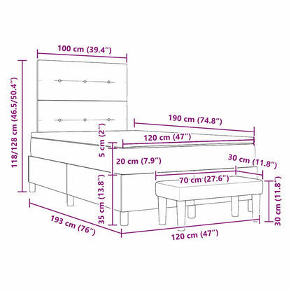 Box Spring Seng Med Madras Sort 120 X 190 Cm Fløjl - Billede 13