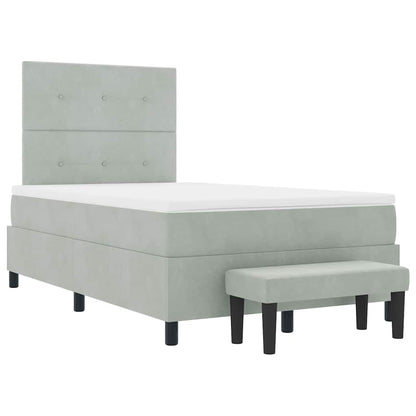 Box Spring Seng Med Madras Lysegrå 120 X 200 Cm Fløjl - Billede 8