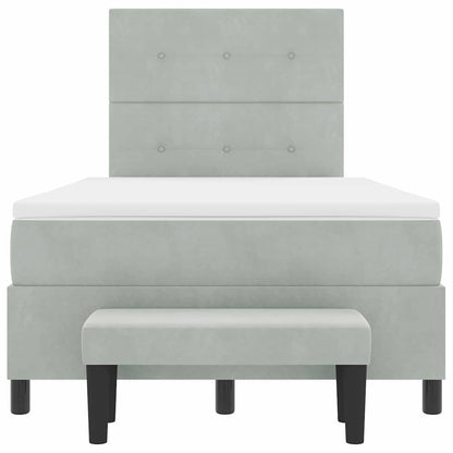 Box Spring Seng Med Madras Lysegrå 120 X 200 Cm Fløjl - Billede 9
