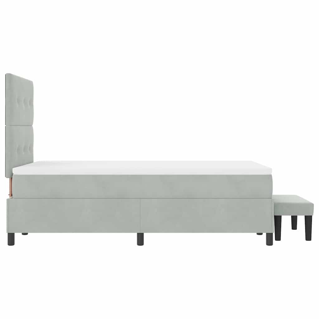 Box Spring Seng Med Madras Lysegrå 120 X 200 Cm Fløjl - Billede 10