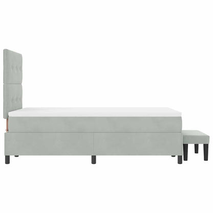 Box Spring Seng Med Madras Lysegrå 120 X 200 Cm Fløjl - Billede 10
