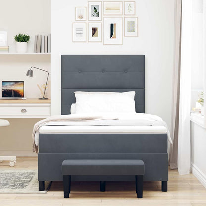 Box Spring Seng Med Madras Mørkegrå 120 X 200 Cm Fløjl - Billede 5