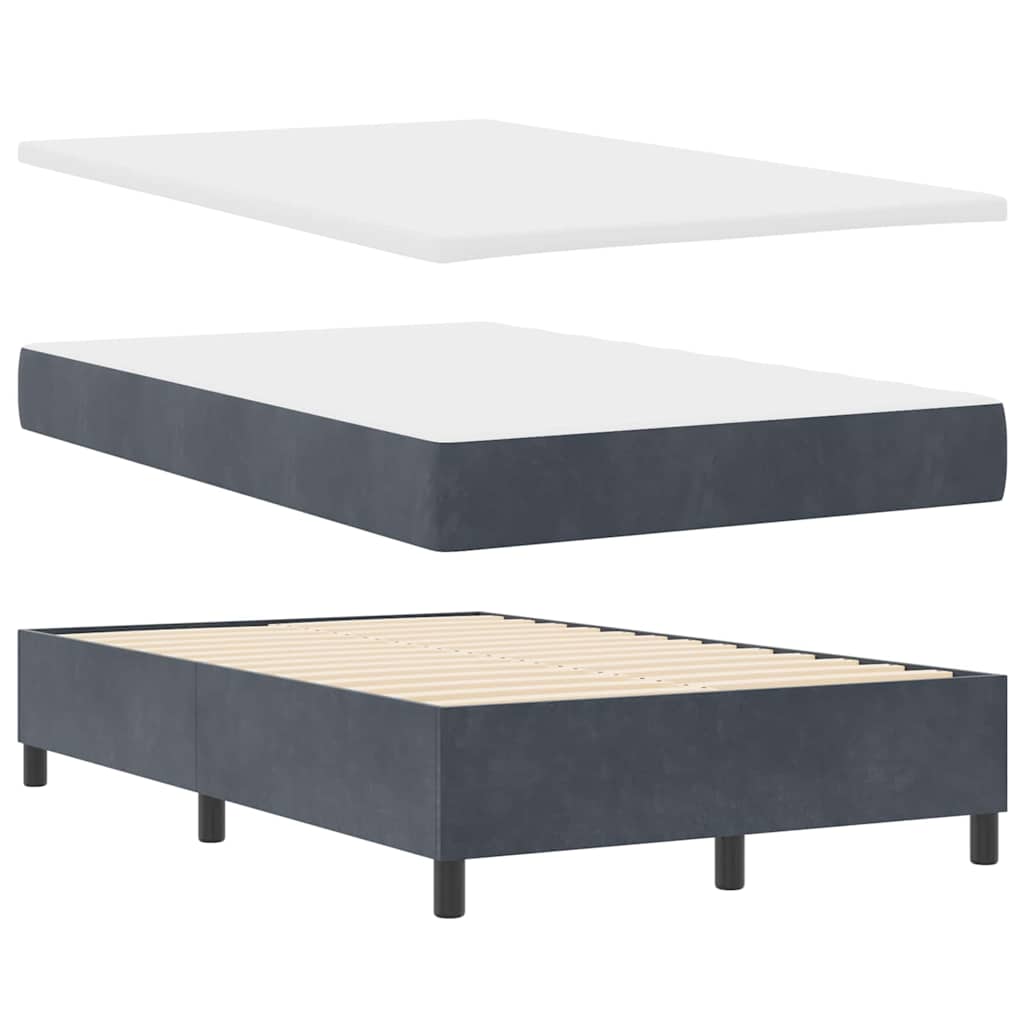 Box Spring Seng Med Madras Mørkegrå 120 X 200 Cm Fløjl - Billede 2
