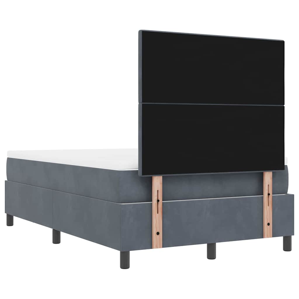 Box Spring Seng Med Madras Mørkegrå 120 X 200 Cm Fløjl - Billede 11